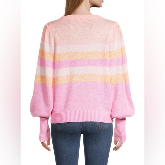 Lilly Pulitzer women’s size ex large ritza pink striped sweater ballon sleeve - Picture 3 of 10